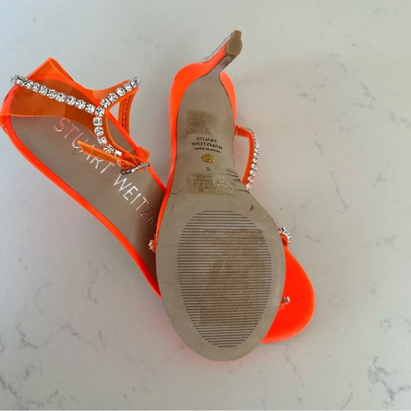 Stuart Weitzman NUDISTGLAM 110 SANDAL neon orange in size: 5 - Picture 6 of 7